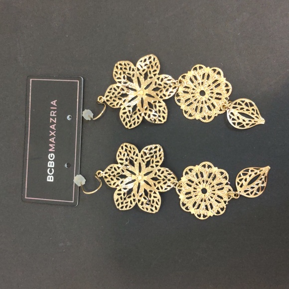 BCBG gold-colored Filagree drop earrings - Picture 1 of 3